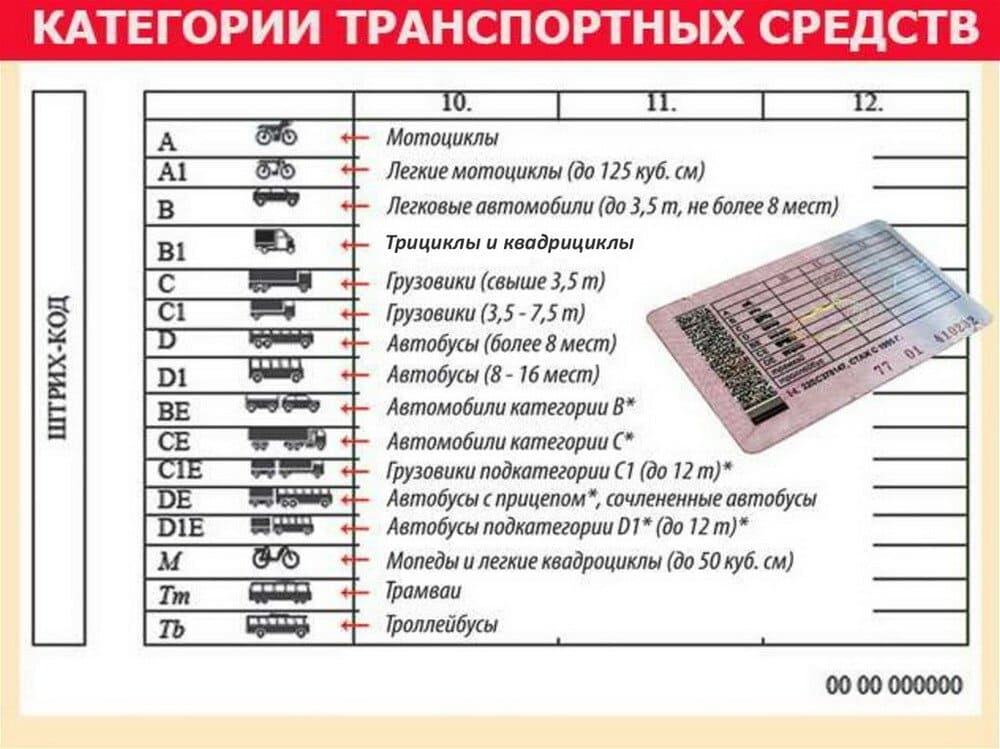 Расшифровка категорий водительского удостоверения